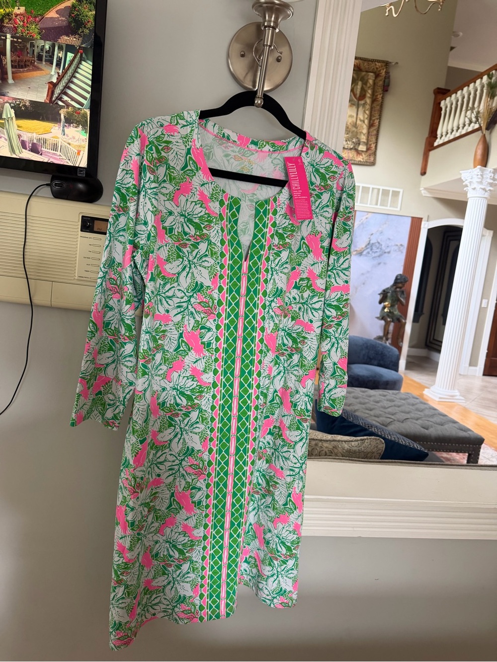 Lilly Pulitzer Pink and Green Floral Shift Dress